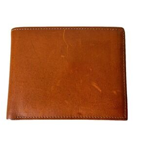G.H. Bass & Co Men's Tan Leather Bifold Wallet Smooth Brown Credit Card Slot NEW